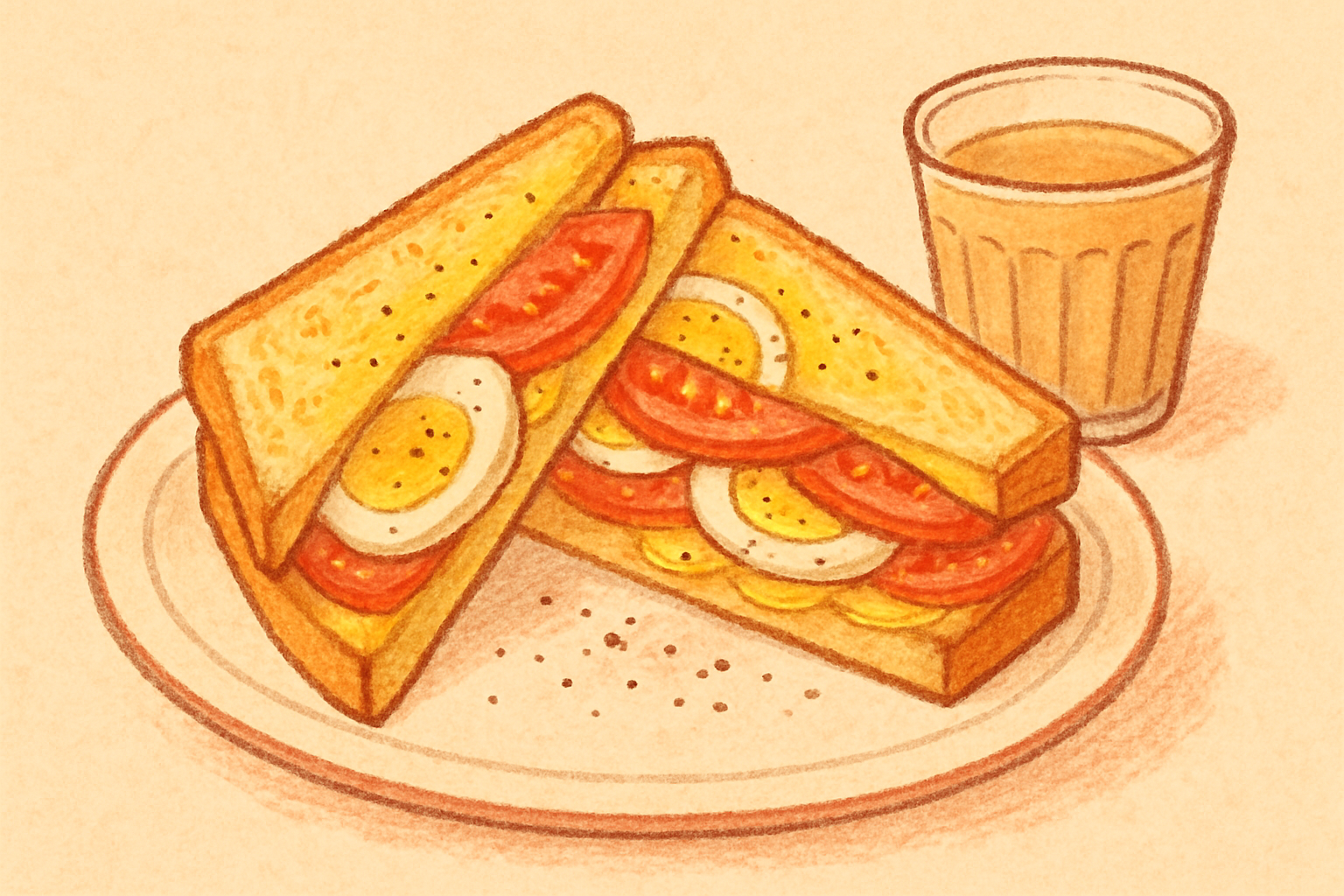 Egg and tomato sandwich (Ande aur tamatar ka sandwich) — nutrition facts and gut health info