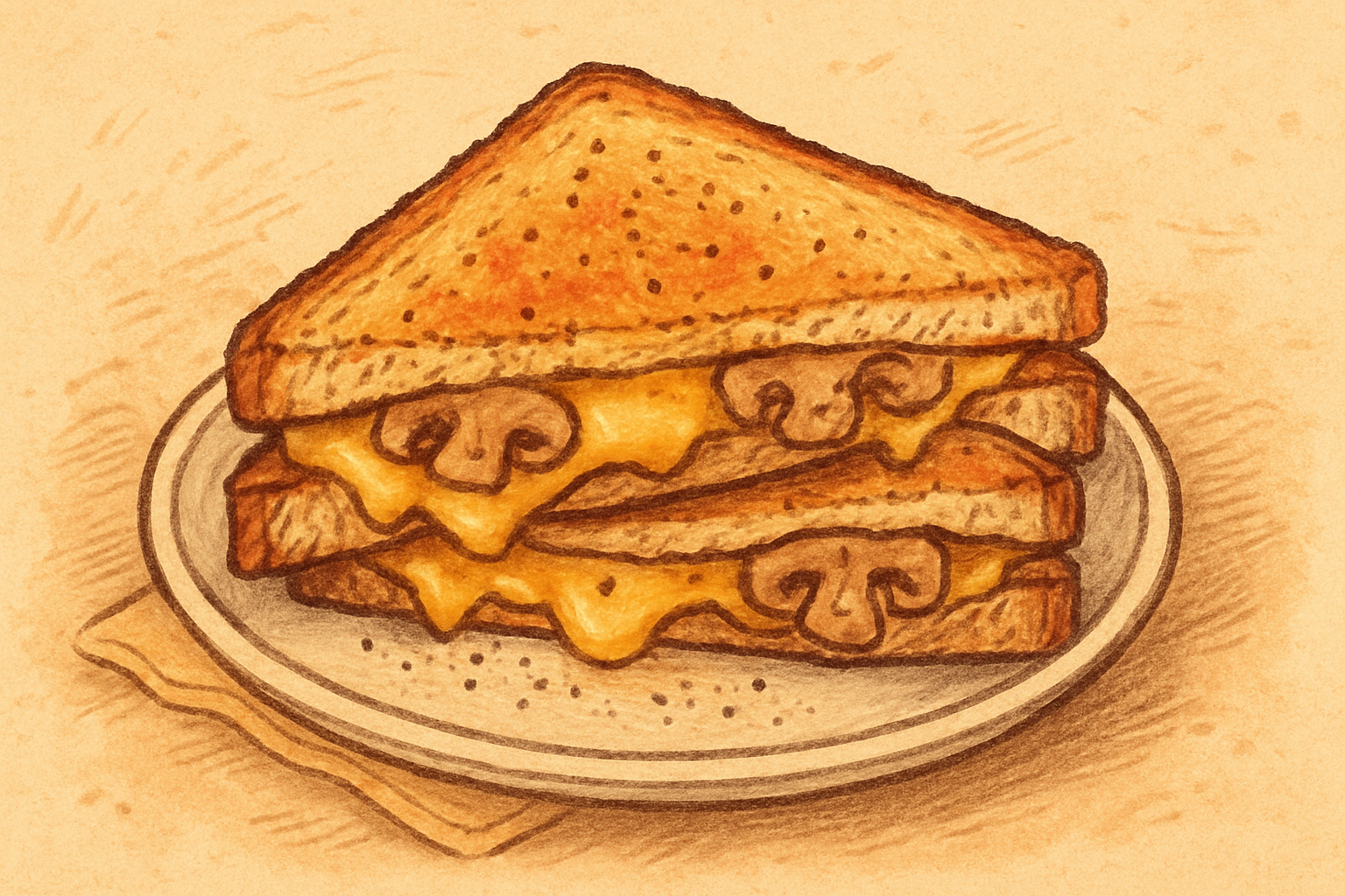 Mushroom and cheese sandwich (toasted) — nutrition facts and gut health info